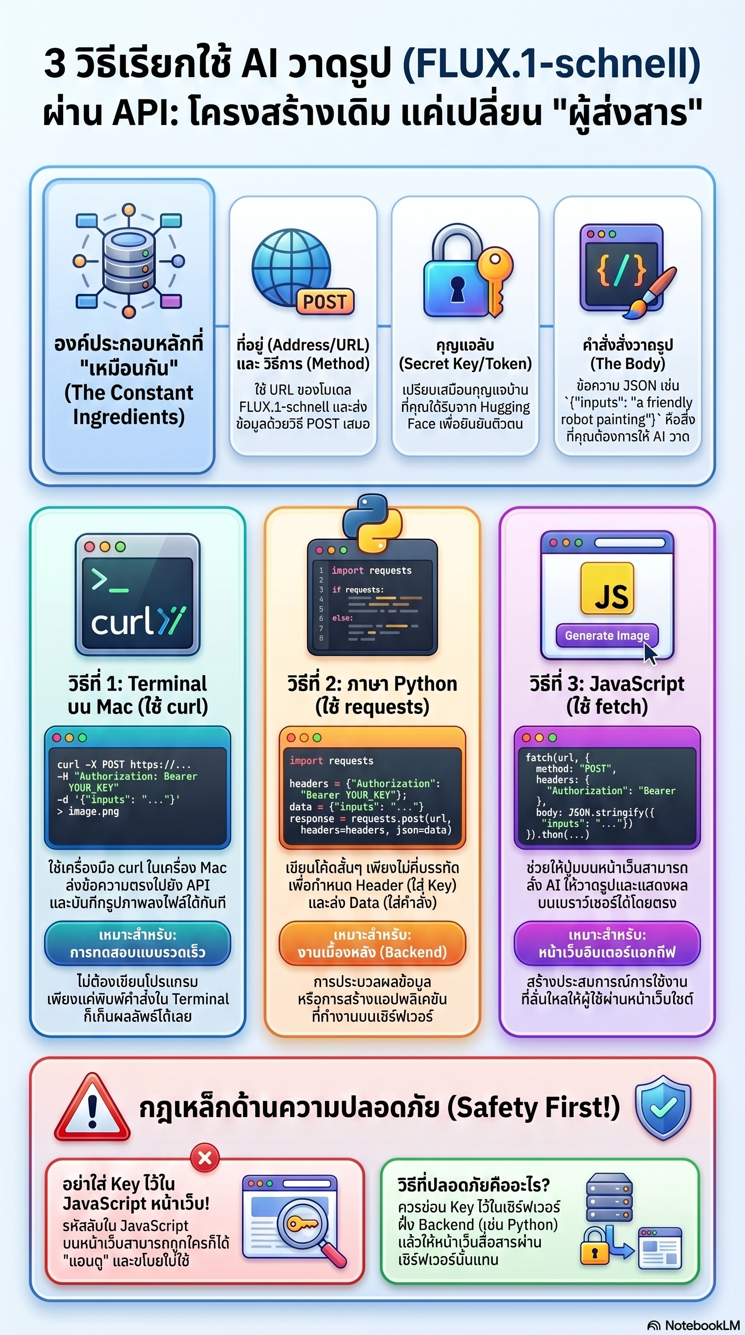 อินโฟกราฟิก: สามวิธีเรียกใช้ API