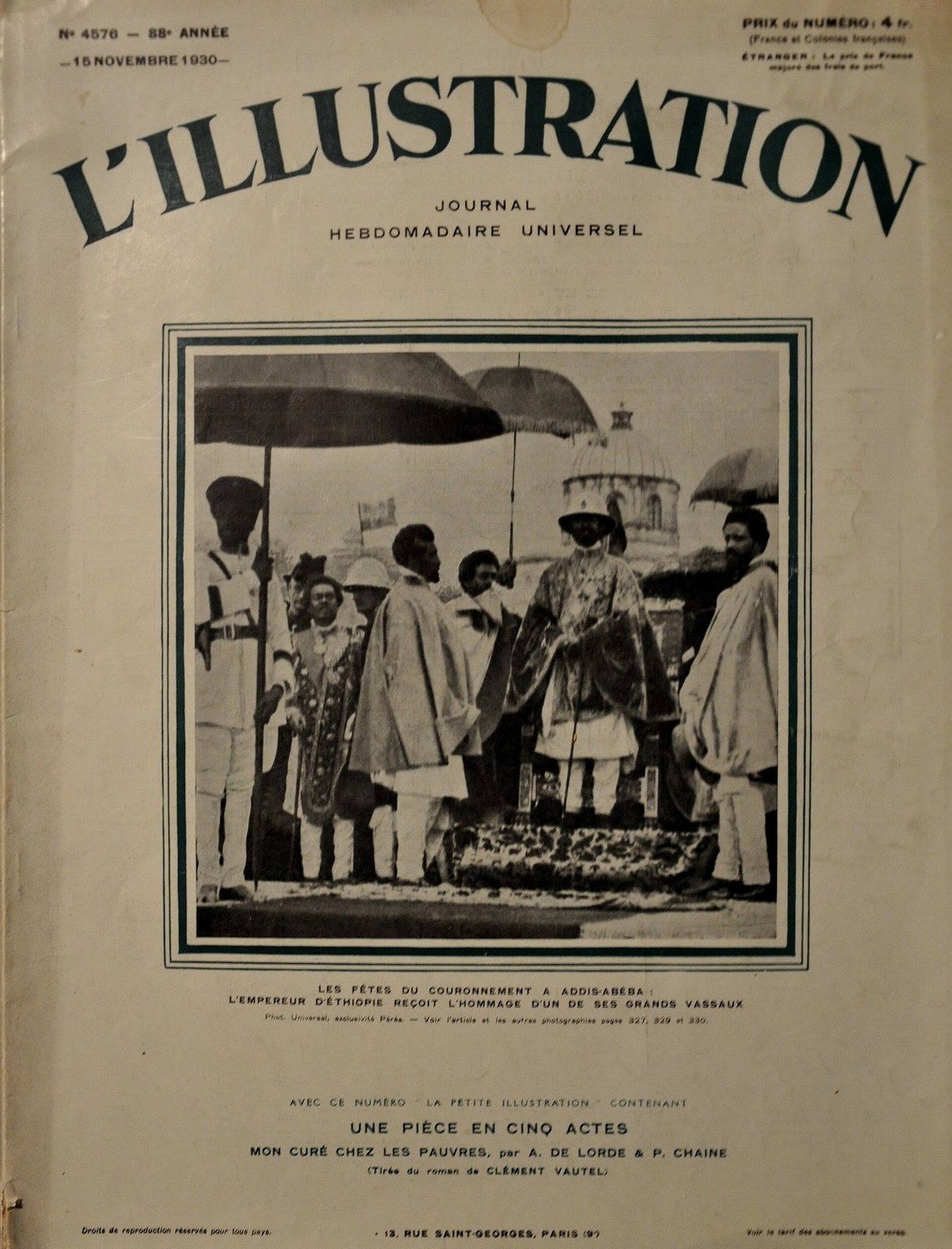 Haile Selassie in coronation robes and crown, 1930.
