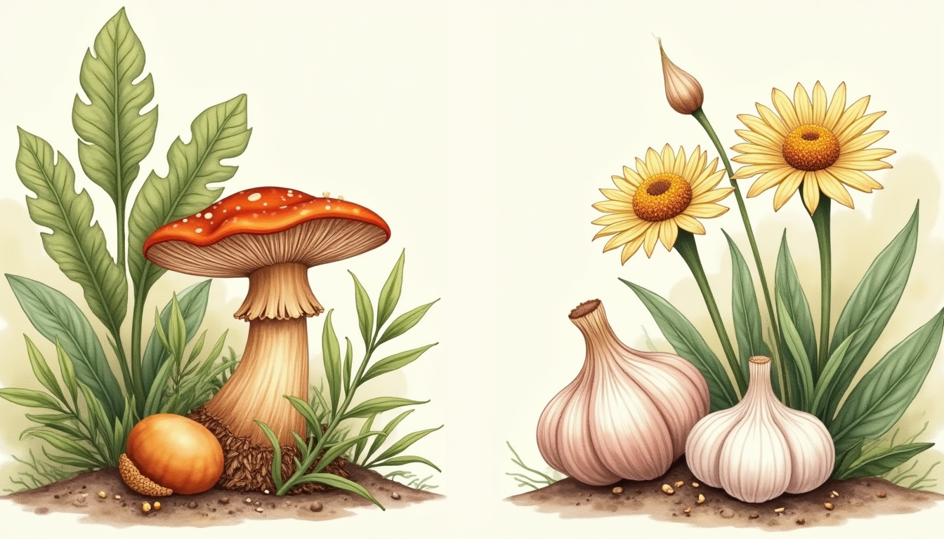 Illustration of deep and surface immune herbs