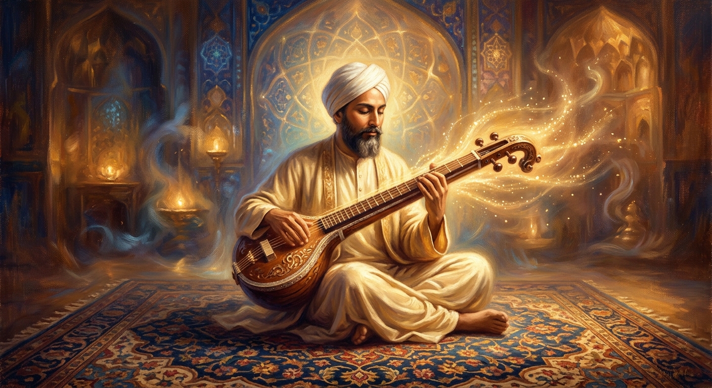 Hazrat Inayat Khan playing the veena